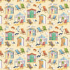 Nutex 82290 Coastal By Emma Ball Colour 103 Whimsical Seaside Beach Huts Beige/Sand 100% Cotton Fabric For Sewing & Crafts (Nutex Coastal 3)