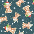 Nutex 82360 Colour 2 Highland Cows Tossed Christmas Festive Teal 100% Cotton Fabric For Sewing & Crafts (Nutex Highlands & Robins 2)