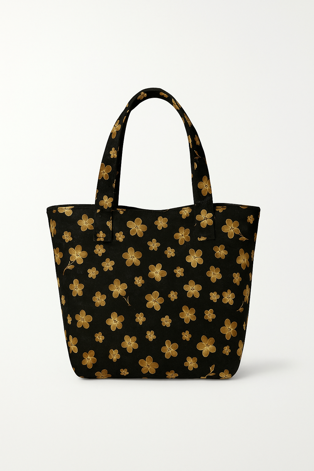Timeless Treasures Tossed Gold Geranium Floral Flowers Nature Black (TT Scarlet Beauty 3)