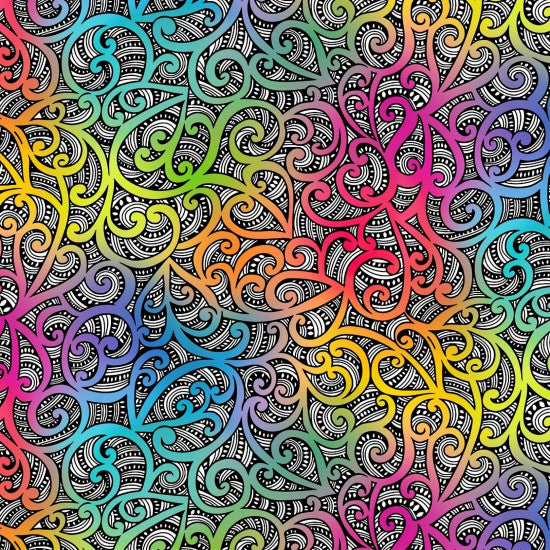 Nutex 85490 Te Koripi O Maui Rainbow Māori 100% Cotton Fabric for Sewing & Crafts (Nutex Te Koripi 1)