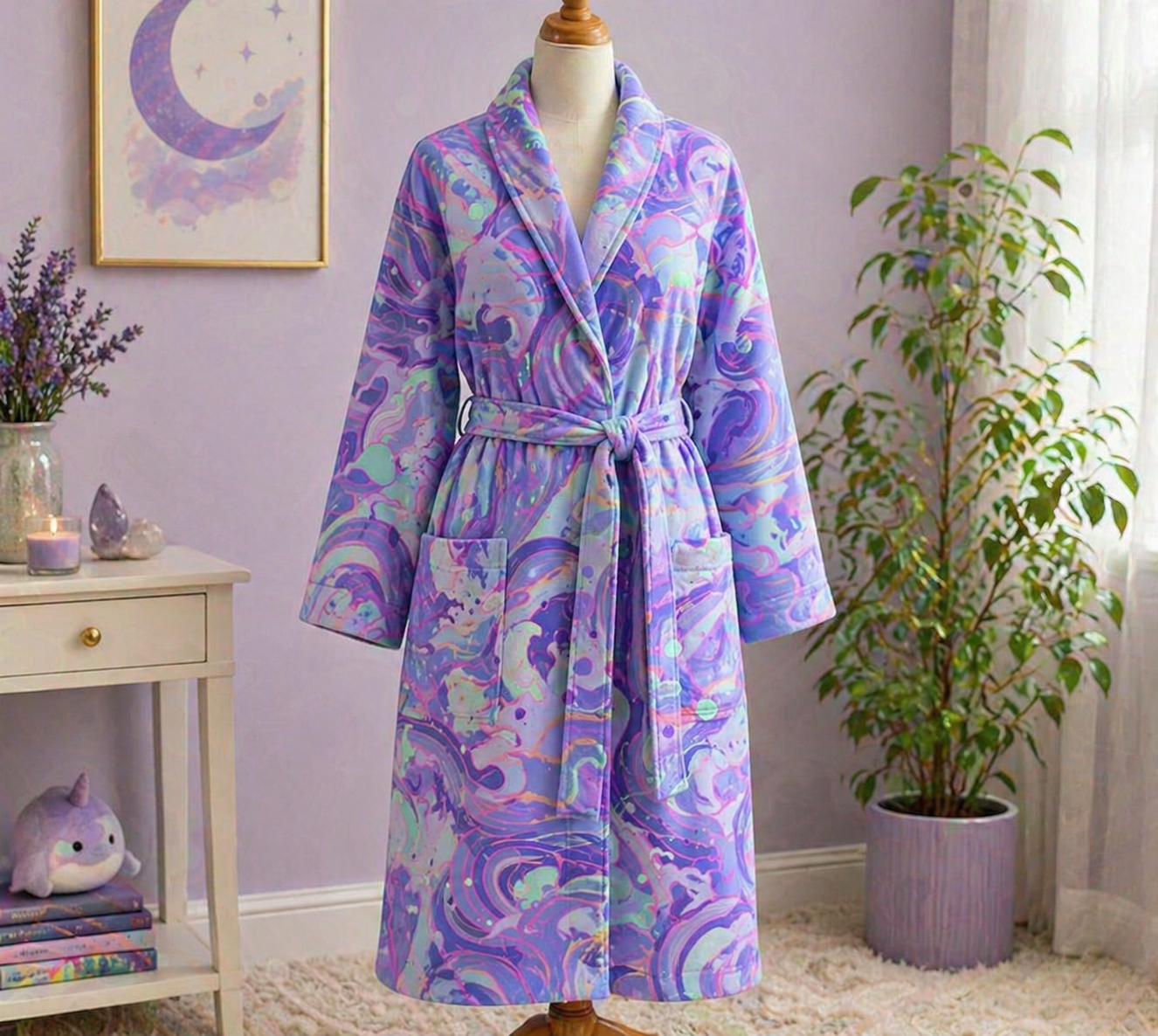 Michael Miller DDC12608-CROC-D Rolling Waves Purple Pattern 100% Cotton Fabric for Sewing & Crafts (MM Divine Oceania 1)
