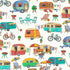 Nutex Caravans Campervans Beach Accessories Holiday Bike Cream Remnant (28cm x 112cm Retro Camping)