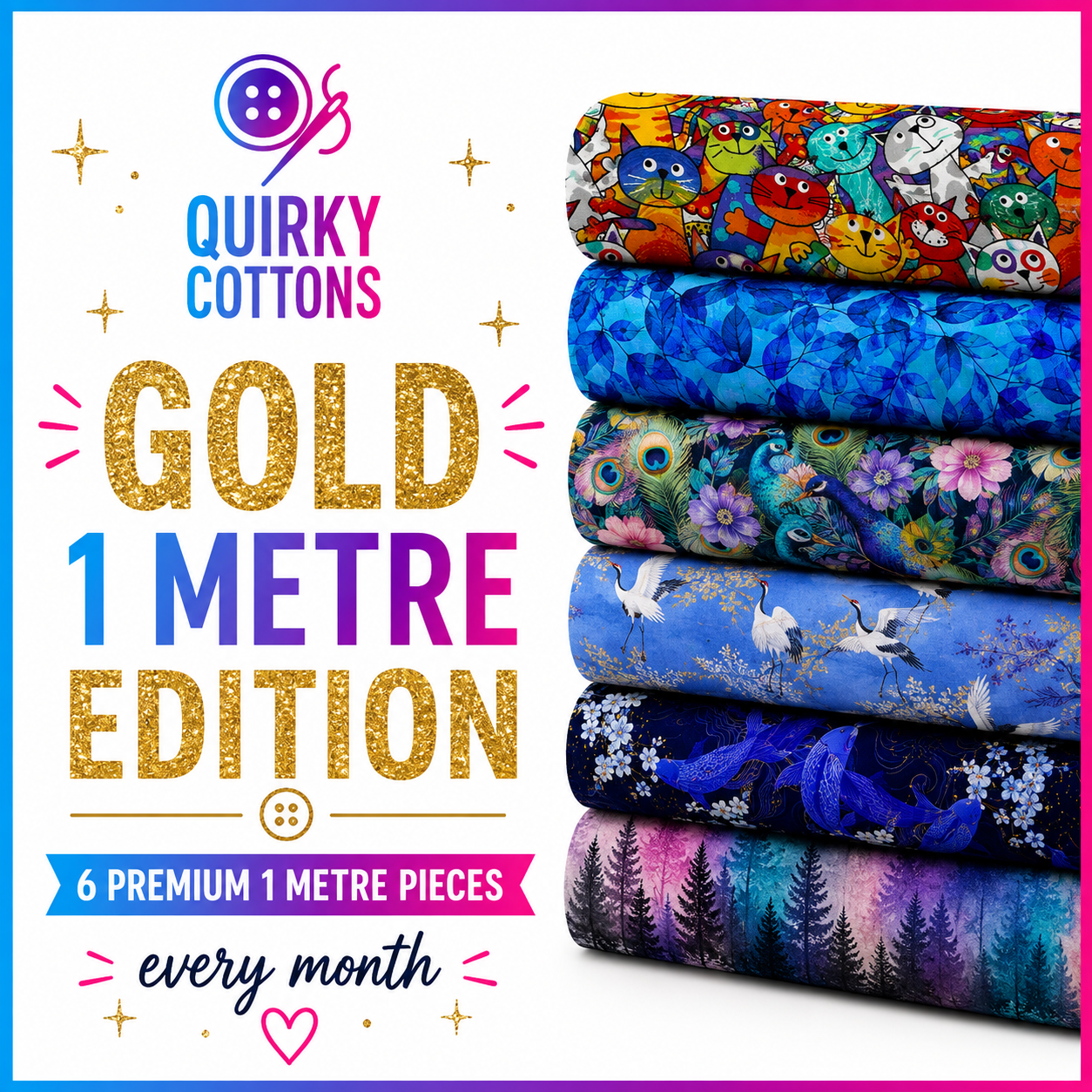 The Quirky Cottons Club – 1 METRE GOLD Edition