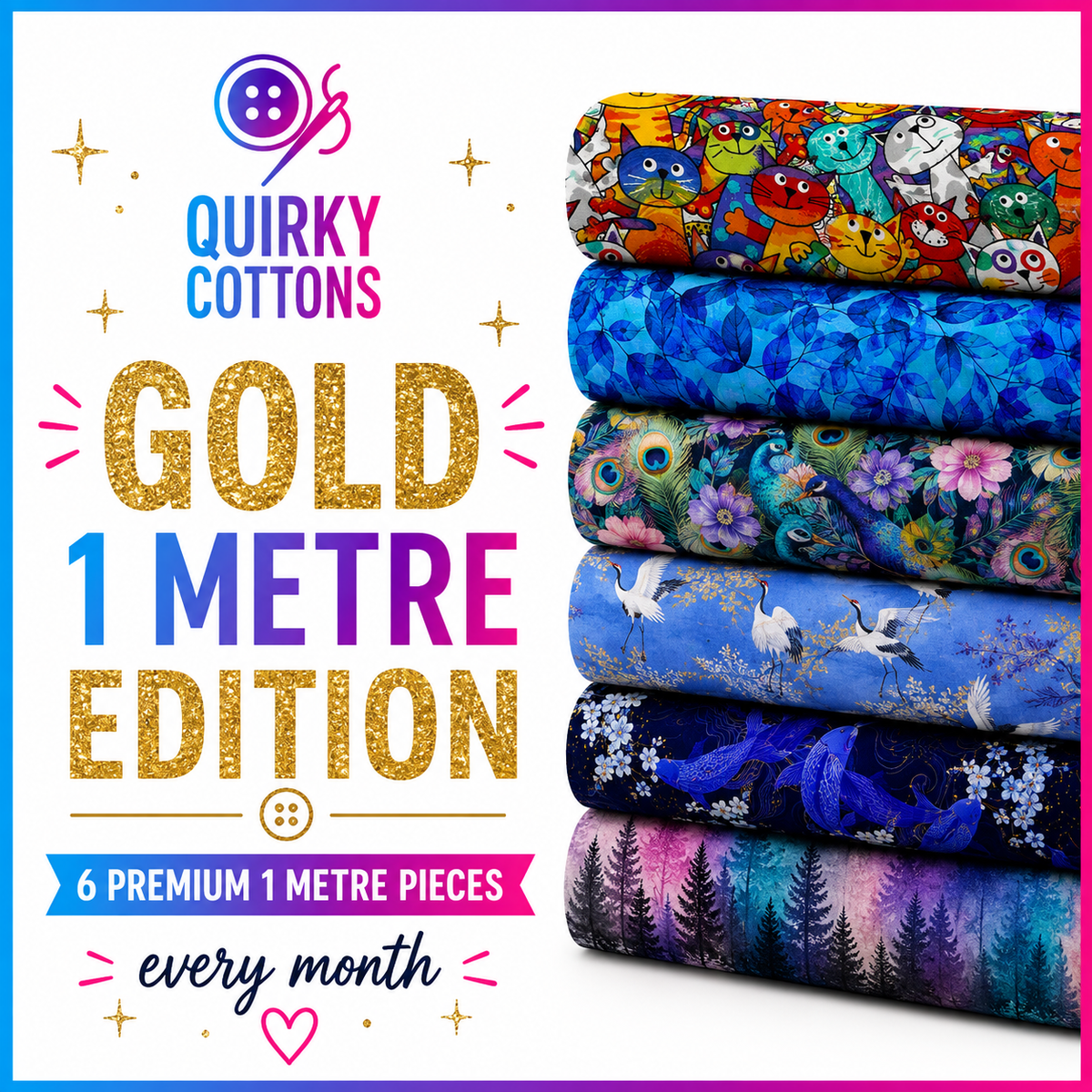The Quirky Cottons Club – 1 METRE GOLD Edition