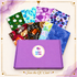 A purple Quirky Cottons box is shown in front of several colorful patterned cotton fabrics fanned out behind it on a light cream background with decorative gold border graphics and the text 'Join the QC Club!'.