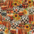 Timeless Treasures Large Checkered Plaid & Stripe Pumpkin Halloween Sunflowers Orange (TT Bewitched 2)