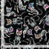 Timeless Treasures Tossed Skeleton Bones Cats Spooky Halloween Animal Black (TT Day Of The Dead 1)