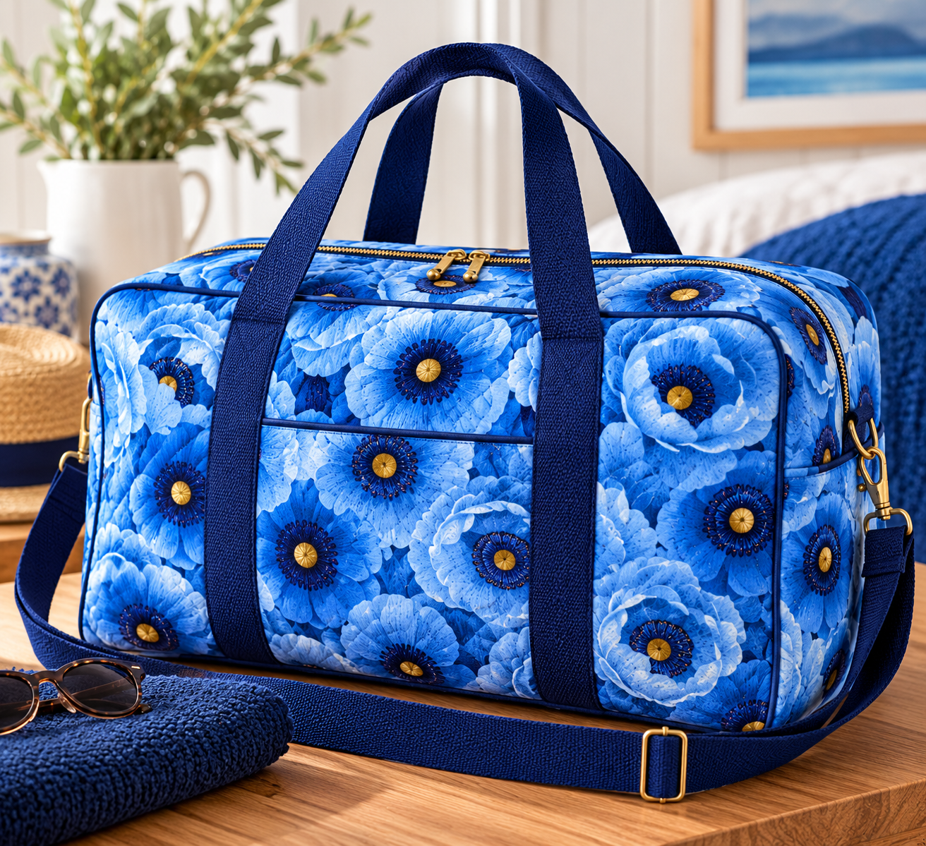 Timeless Treasures POPPY CD4162 BLUE Packed Poppies Floral Blue 100% Cotton Fabric | Quilting, Dressmaking & Craft Fabric (TT Poppy Serenade 3)