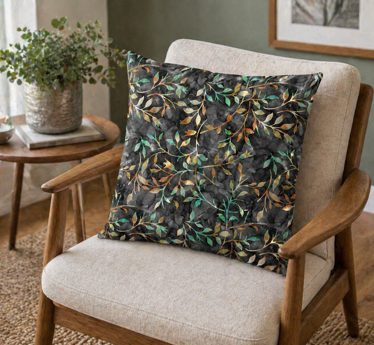 Crafty By Chatham Glyn CC301 BATIK TRAIL 01 100% Cotton Digital Extra Wide Fabric – Charcoal Leaf Vine Batik Craft Cotton (CC Batik Trail 1)