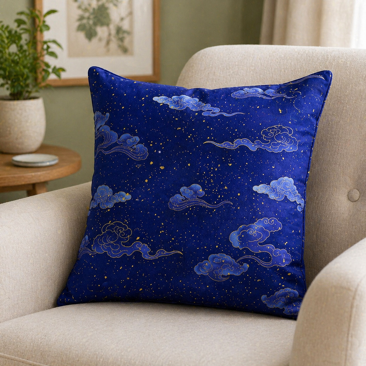 Timeless Treasures Wave Cloud Metallic Blue (TT Moonlight 7)