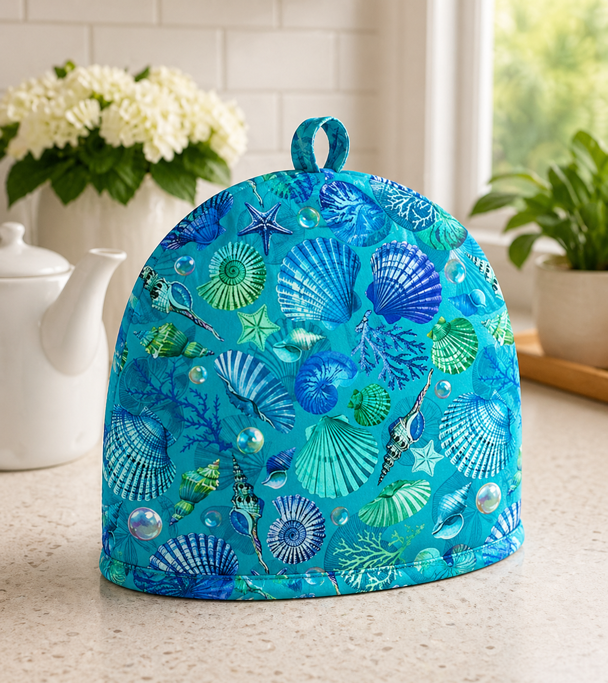 Michael Miller DDC12613-TURQ-D Pearls & Seashells 100% Cotton Fabric for Sewing & Crafts (MM Divine Oceania 7)