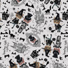 Timeless Treasures Halloween Costumed Kittens Animal Cats Spooky Bats Haunted Night Grey Remnant (70cm x 112cm TT Pick Your Poison 2)