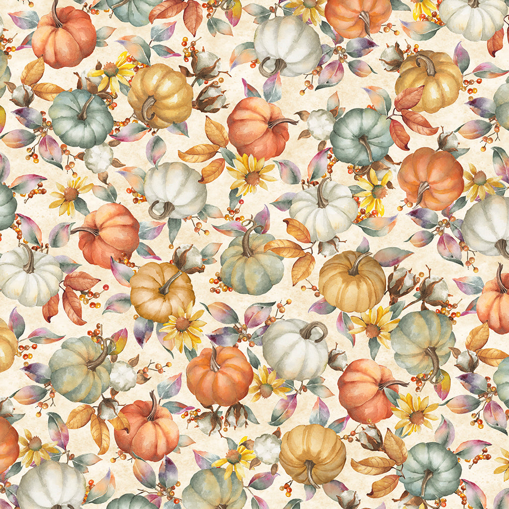 P & B Textiles BOUN 5880 E Bountiful Autumn Pumpkin Quilting Fabric 100% Cotton Fabric for Sewing & Crafts (PB Bountiful 1)