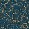 P & B Textiles BOUN 5883 N Golden Scroll Navy 100% Cotton Fabric for Sewing & Crafts (PB Bountiful 5)