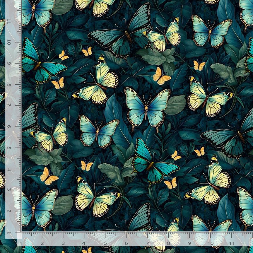 Timeless Treasures BUG-CD3689 Midnight Butterfly 100% Cotton Fabric – Dark Blue Butterfly Quilting & Craft Fabric (TT Forest Whisper 1)