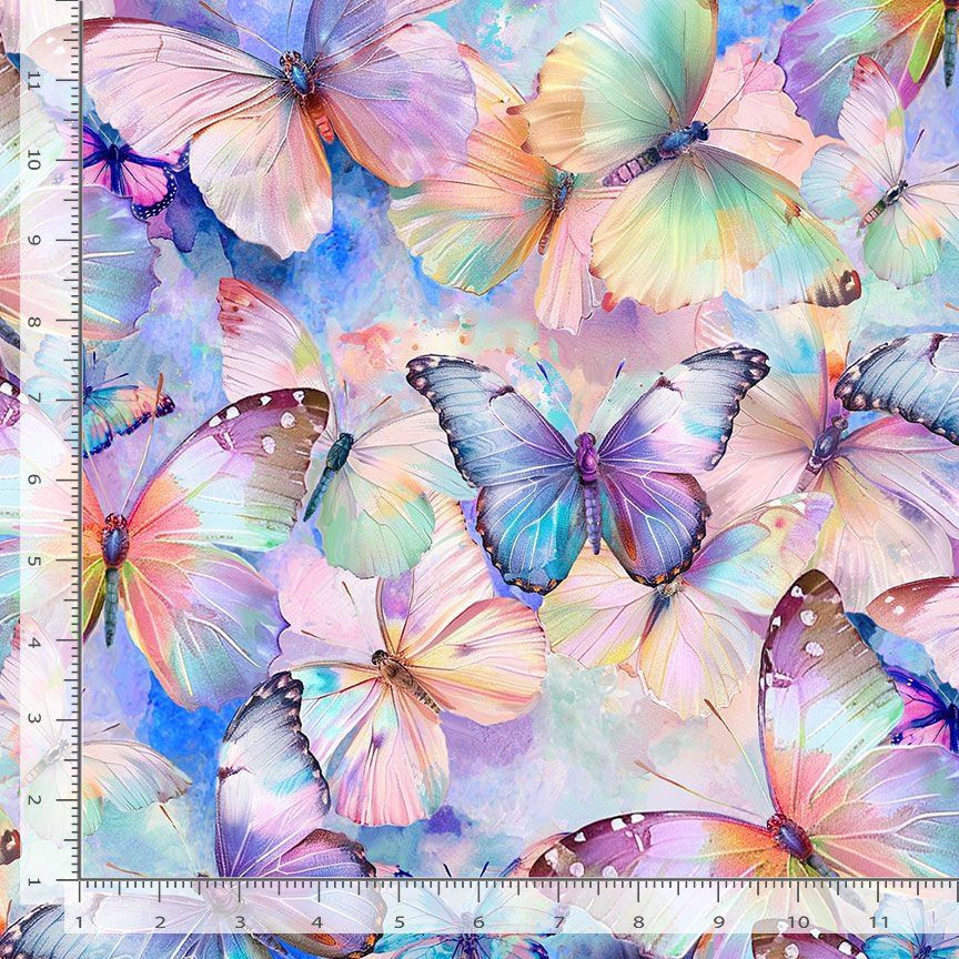 Timeless Treasures Pretty Flying Iridescent Packed Large Butterflies (TT Flutter 1)