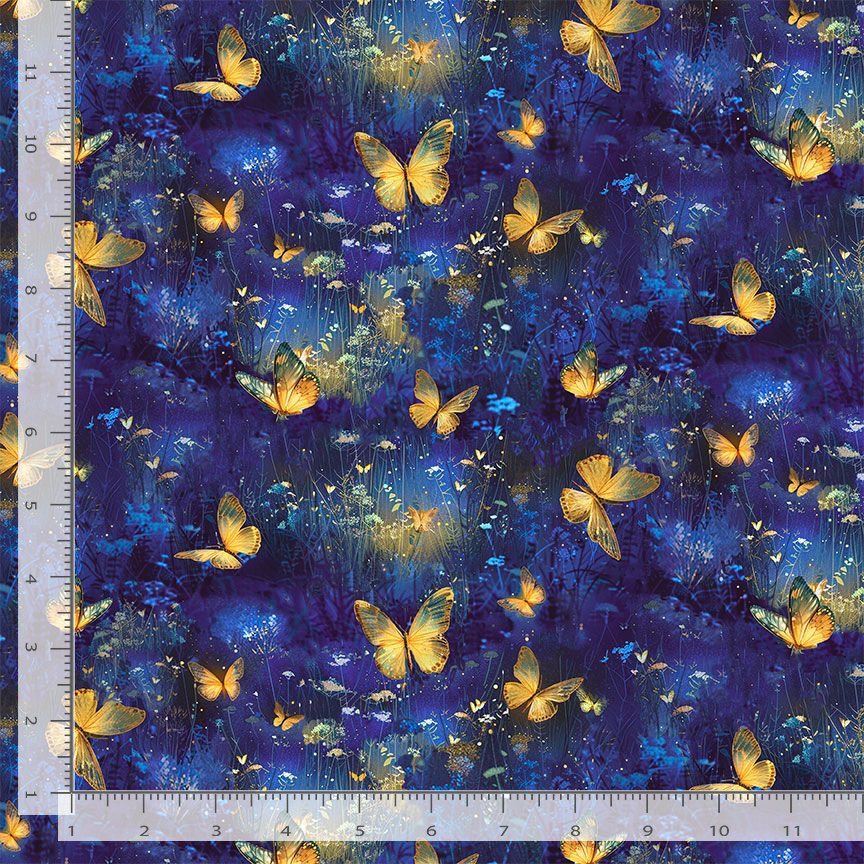 Timeless Treasures BUG CD4359 ROYAL Luminous Flying Butterflies Blue 100% Cotton Fabric | Quilting, Dressmaking & Craft Fabric (TT Lumiere 1)