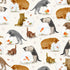 Timeless Treasures Cats And Fish Bowl Cream Remnant (49cm x 54cm TT You Had Me At Meow 1)