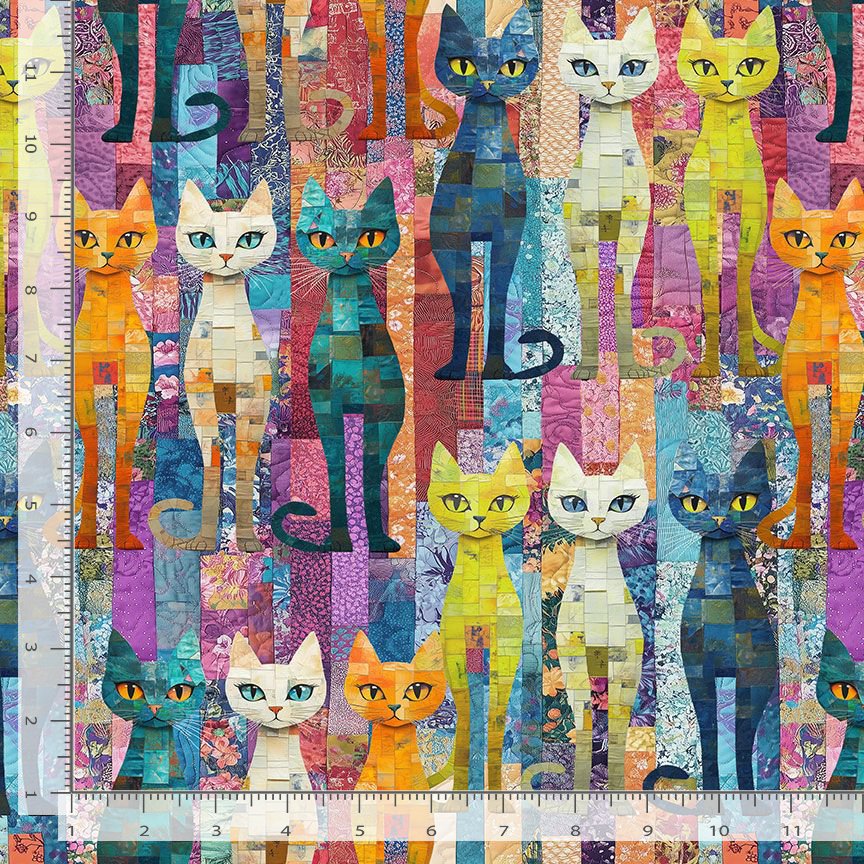 Timeless Treasures CAT-CD4004 Multi Packed Quilt Cats Quilting Cotton Fabric (TT Sophisticat 2)