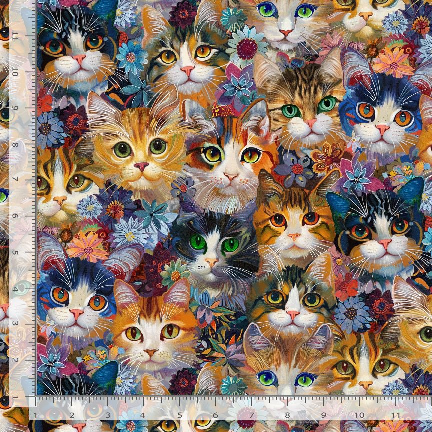 Timeless Treasures CAT CD4114 Natural Calico Cat Faces Floral Cat 100% Cotton Fabric | Quilting, Dressmaking & Craft Fabric (TT Calico Cat 2)