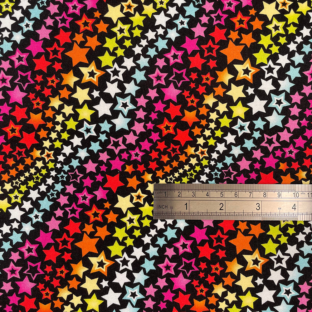 Crafty By Chatham Glyn CC273 MULTI STARS 100% Cotton Digital Extra Wide Fabric – Bright Rainbow Star Print Craft Fabric (CC Multi Stars)