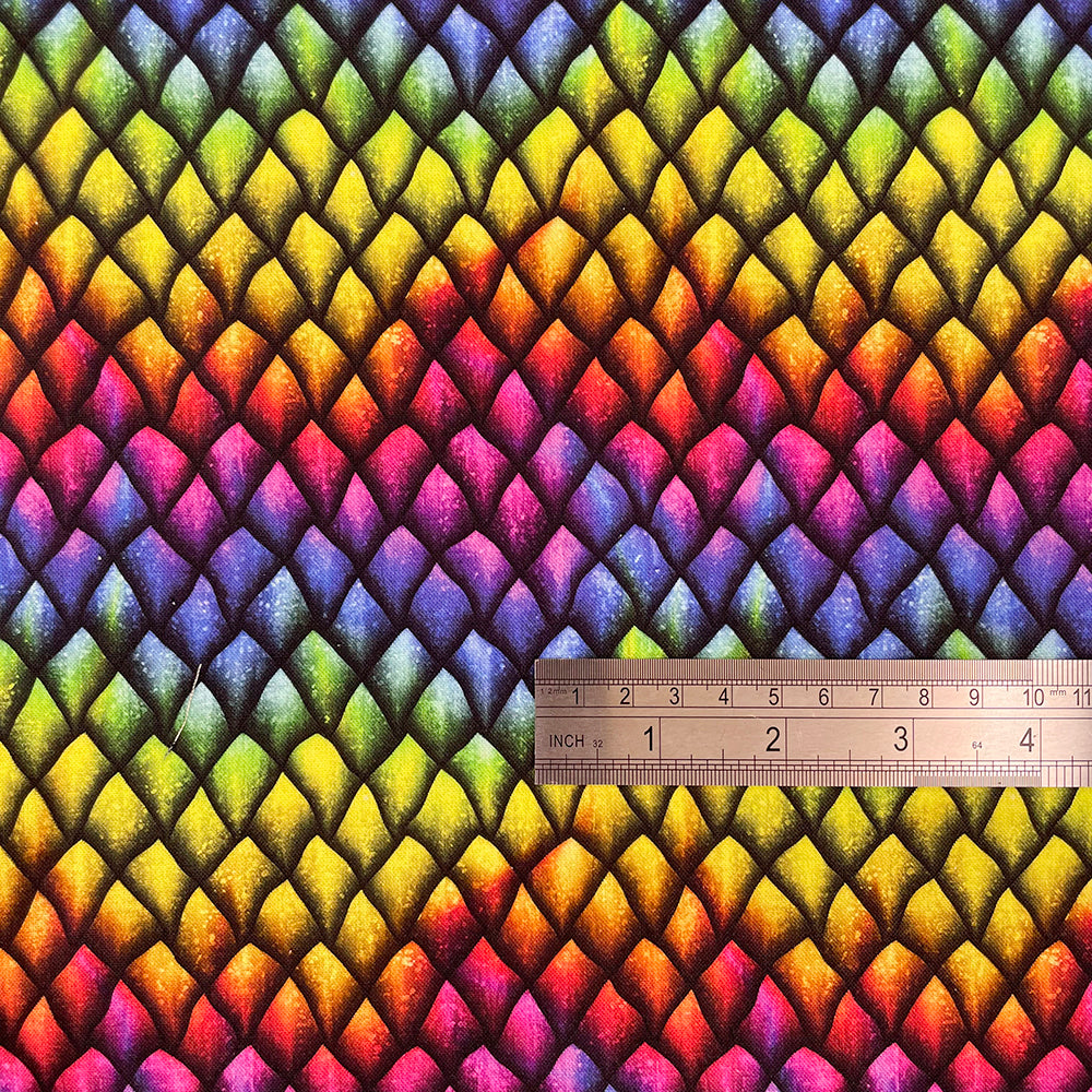 Crafty By Chatham Glyn CC275 DRAGON SCALES 1 100% Cotton Digital Extra Wide Fabric – Dragon Scales Rainbow Craft Fabric (CC Dragon Scales 1)