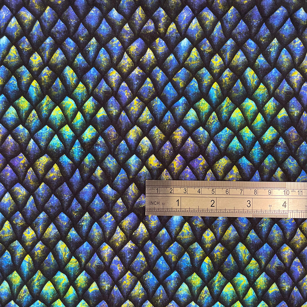 Crafty By Chatham Glyn CC276 DRAGON SCALES 2 100% Cotton Digital Extra Wide Fabric – Blue & Teal Scale Print Craft Fabric (CC Dragon Scales 2)