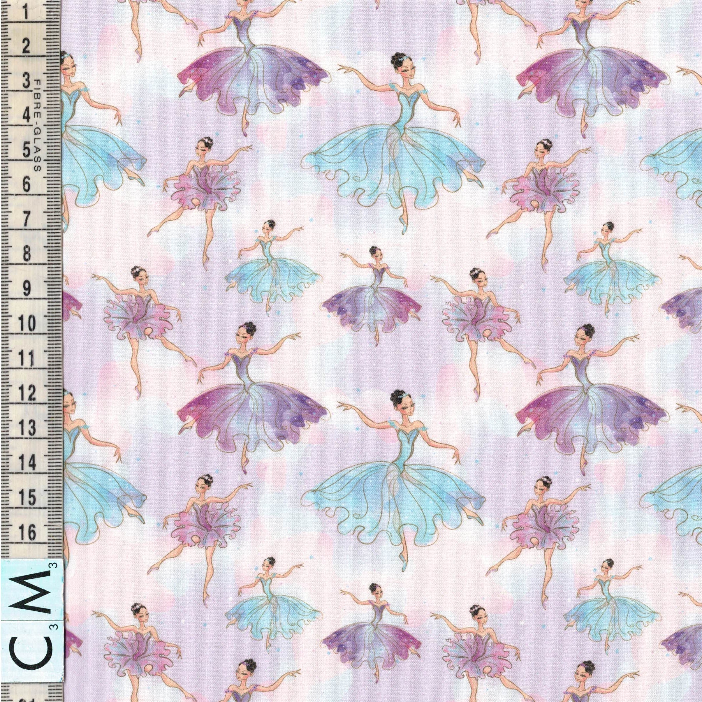 PRE-ORDER Quirky Cotton Children's Ballet Hobbies Dancing Watercolour Lilac (PRE-ORDER QC Ballerinas)