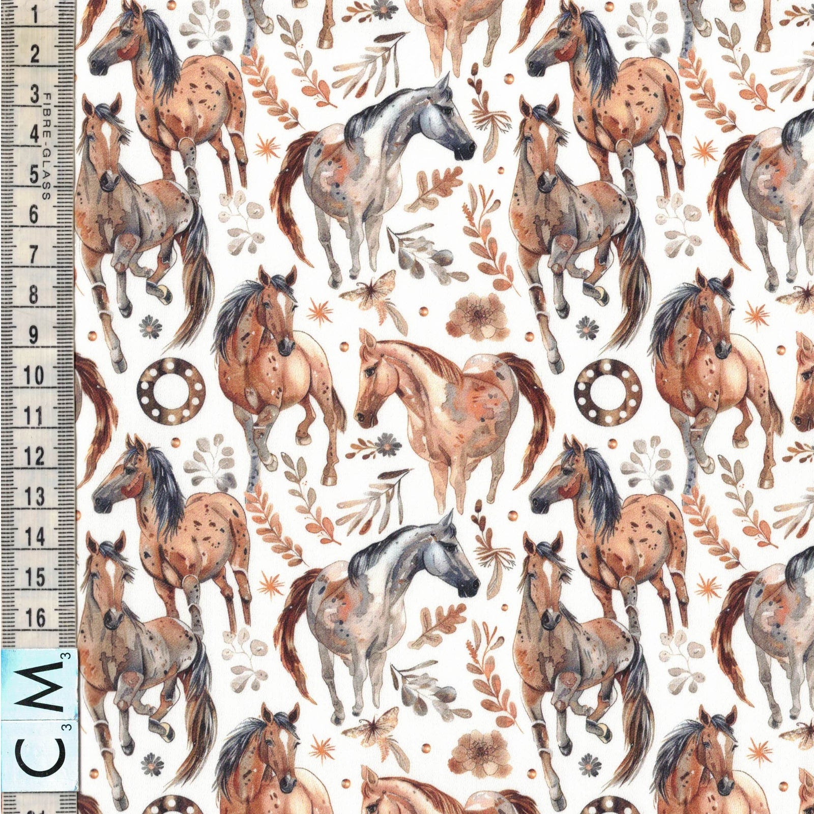Quirky Cottons Majestic Horse Nature Animal Wild West White Remnant (22cm x 156cm QC Yee Ha!)