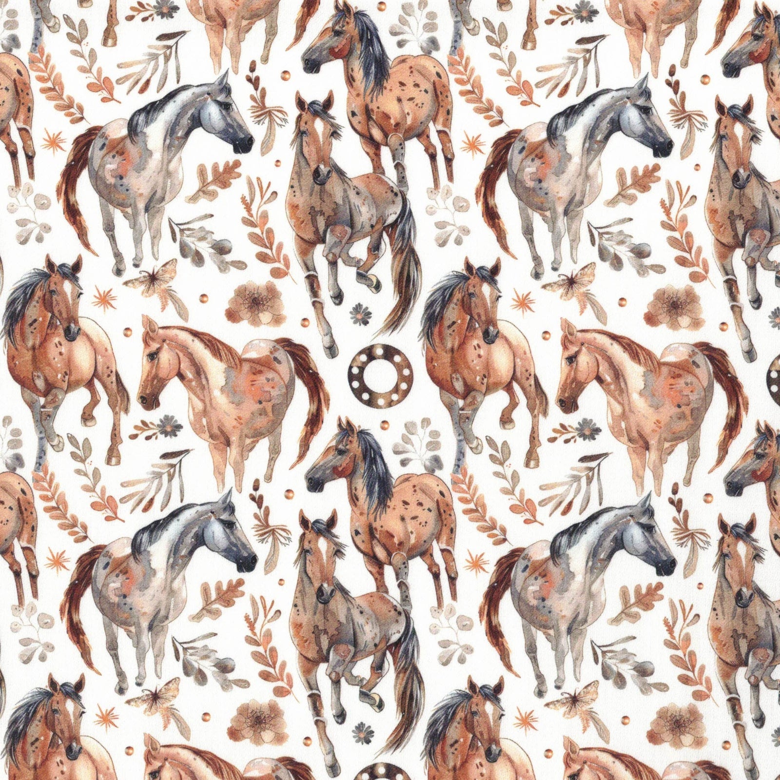 Quirky Cottons Majestic Horse Nature Animal Wild West White Remnant (22cm x 156cm QC Yee Ha!)