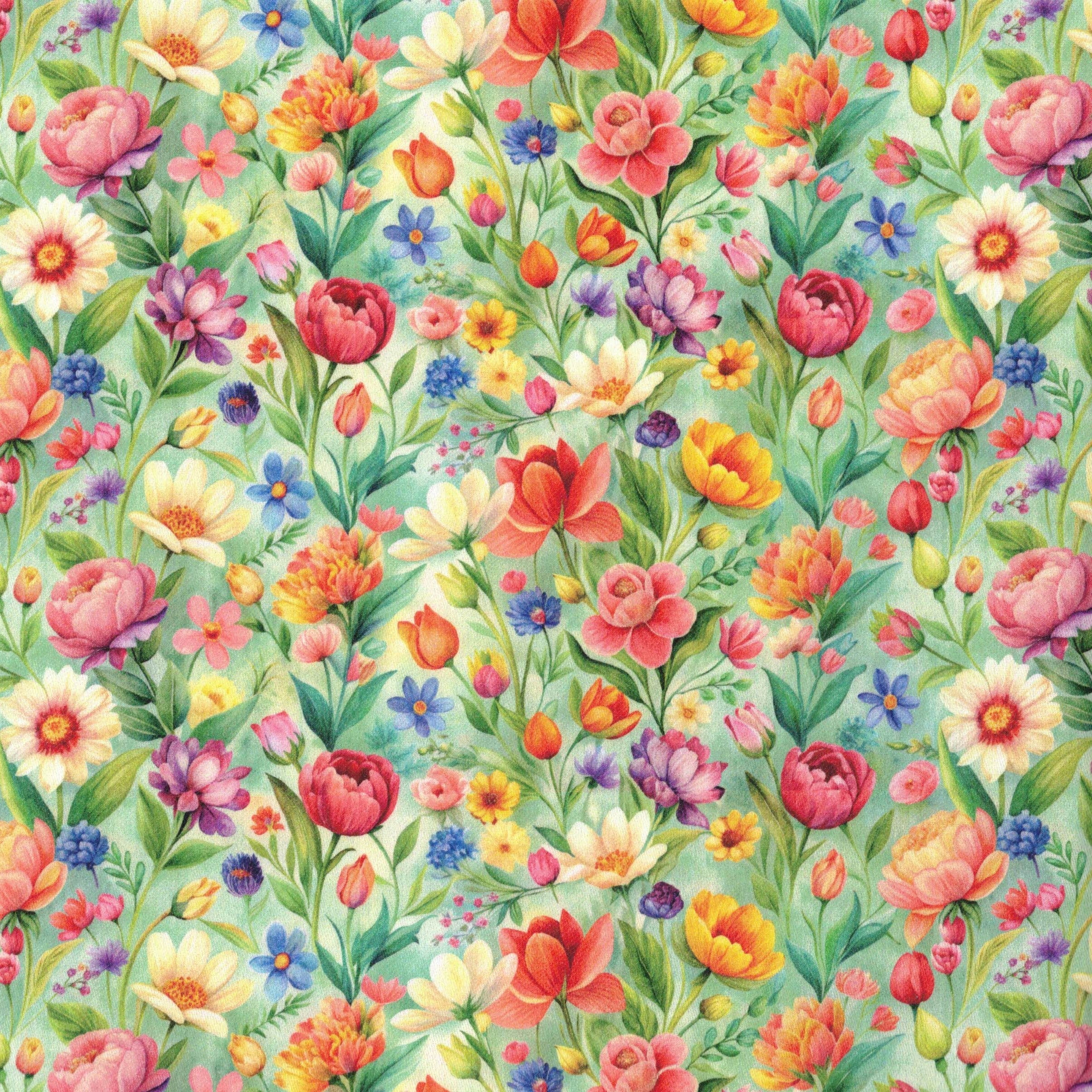 PREORDER Quirky Cottons Tulips Roses Garden Floral Flowers Nature Multi-Coloured (PREORDER QC Spring Blossom)