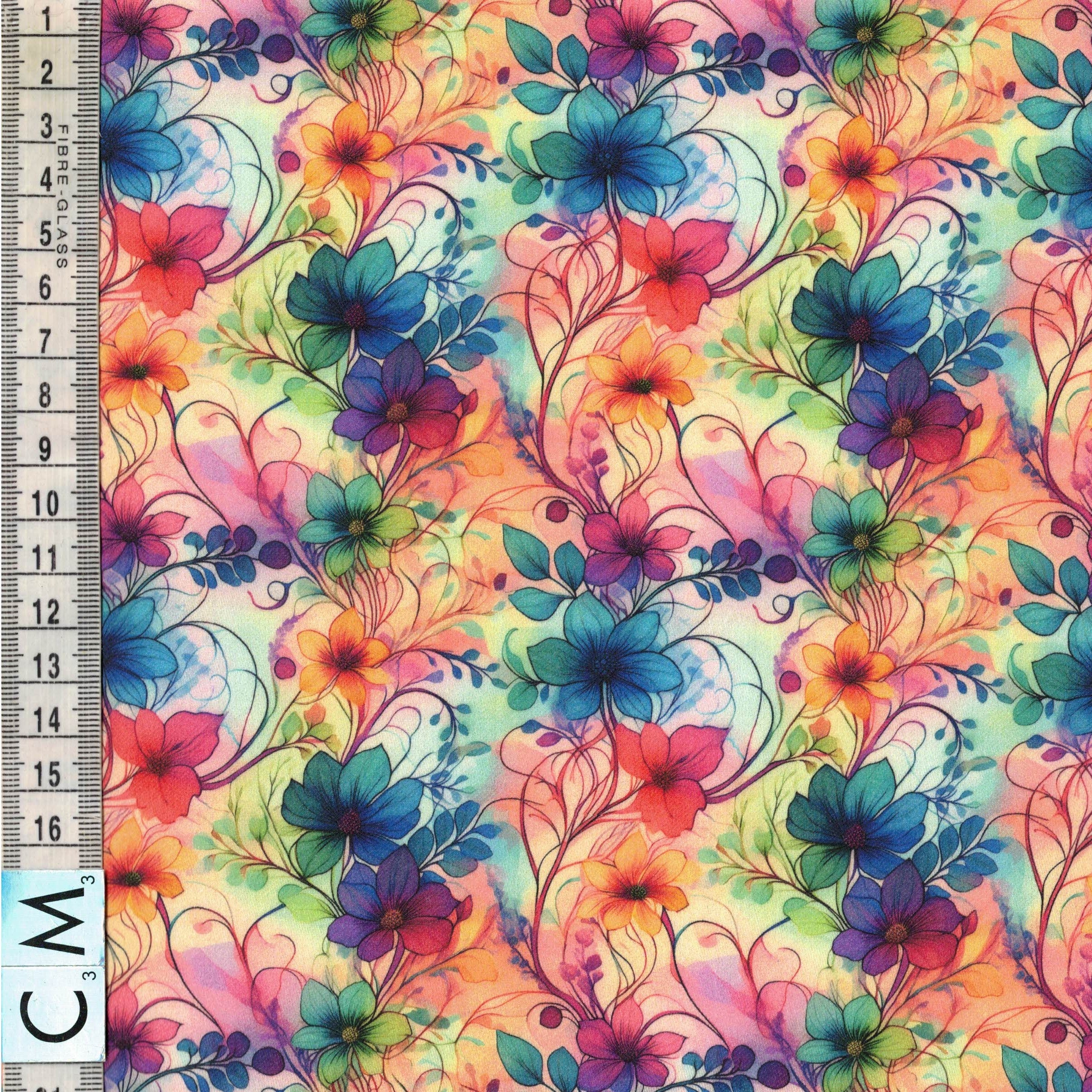 PREORDER Quirky Cottons Watercolour Flowers Nature Floral Multi-Coloured (PREORDER QC Featherly Flowers)