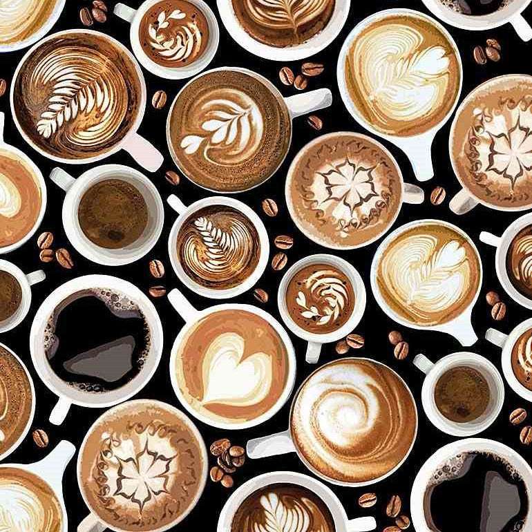 Timeless Treasures Morning Coffee Hot Drink Latte Coffee Beans Black (TT Coffee Cups)