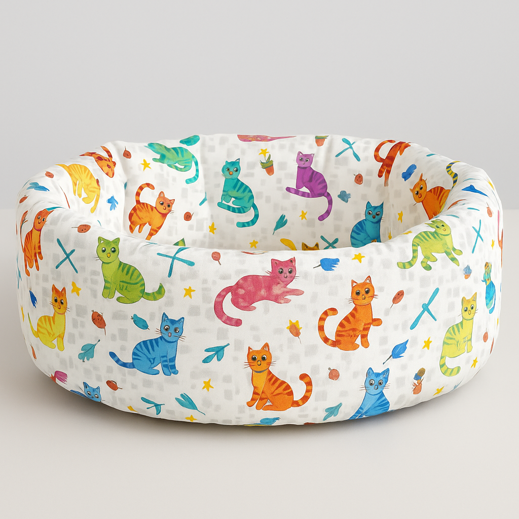 Nutex Novelty Colourful Bright Cats Animals Pets Feline Nature Scatter White (Cool Cats 1)