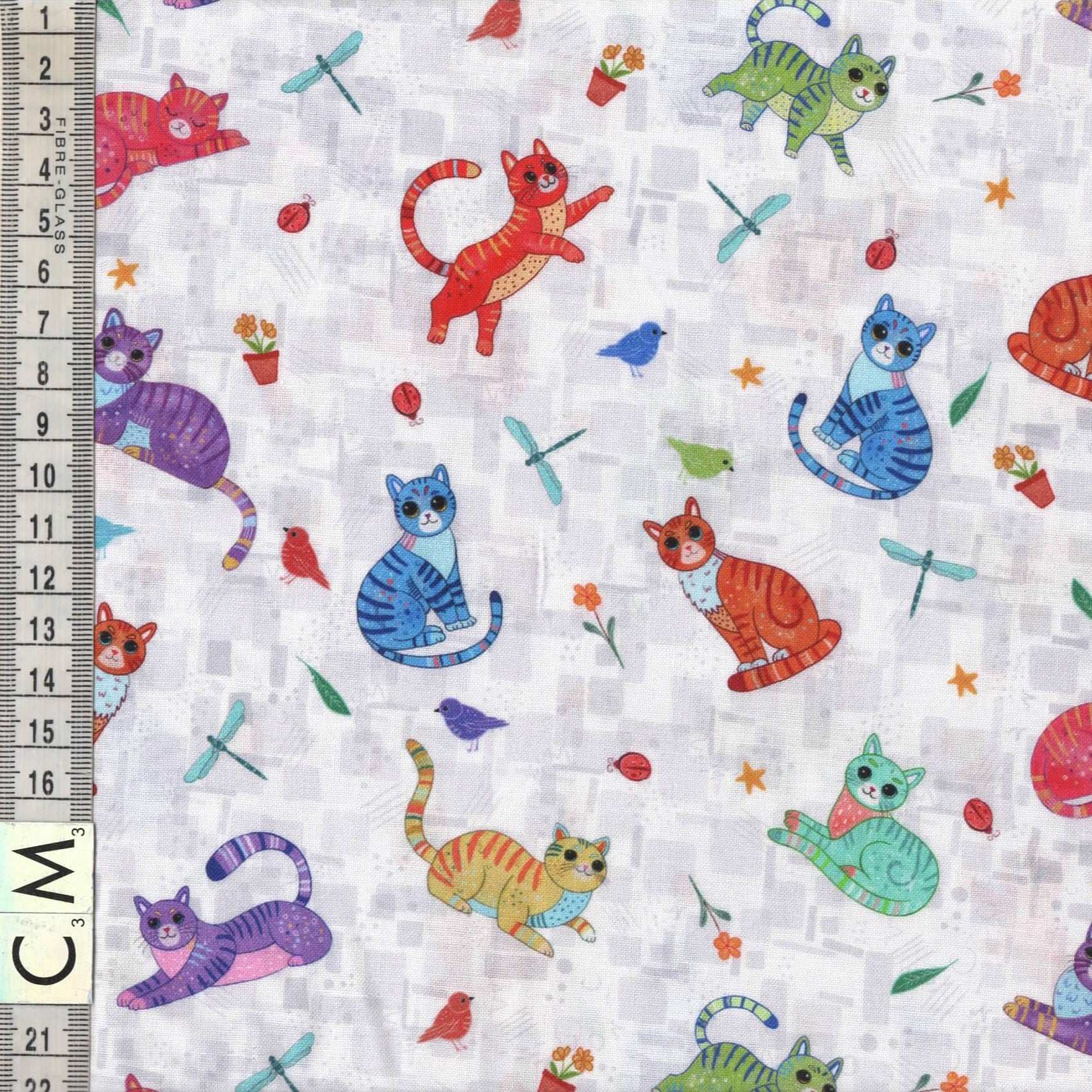 Nutex Novelty Colourful Bright Cats Animals Pets Feline Nature Scatter White (Cool Cats 1)