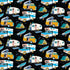 Michael Miller DCX12084 BLACK – Retro Road Trip Camping 100% Cotton Fabric Remnant (38cm x 112cm MM Retro Road Trip 1)