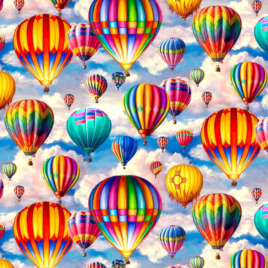 Timeless Treasures DONA-CD3719 Multi 100% Cotton Hot Air Balloon Fabric – Colourful Quilting, Patchwork & Craft Material (TT Tour Around The World 1)