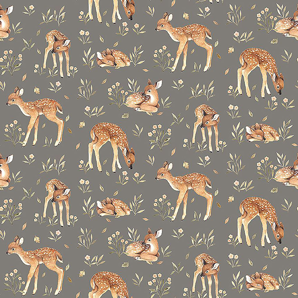 Dear Stella STELLA-DNS3315 Pewter Deer 100% Cotton Fabric – Woodland Animal Quilting Cotton for Sewing & Crafts (DS Oh Deer 1)