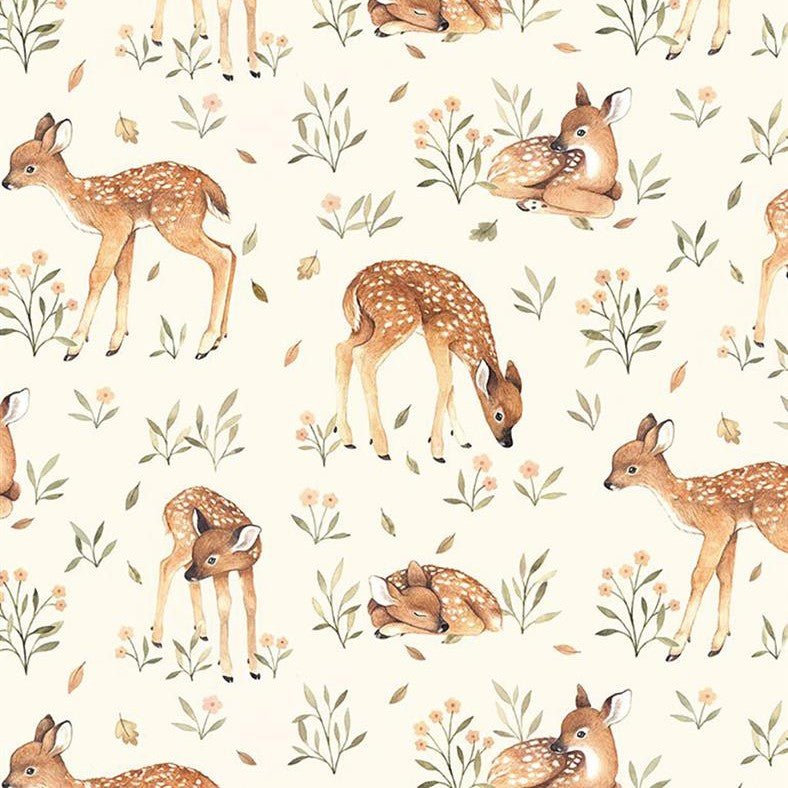 Dear Stella Animals Fawn Deer Nature Cream Remnant (38cm x 112cm DS Little Dawn 1)
