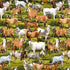 Timeless Treasures Goats In A Field Animal Green (TT Rolling Hills 2)