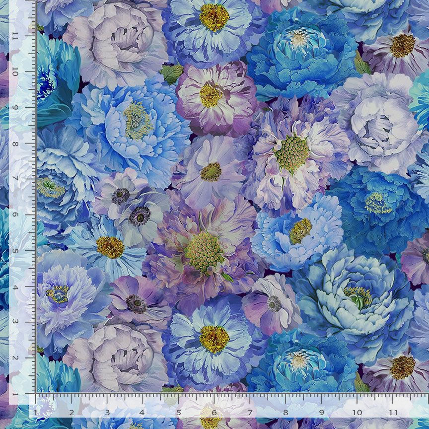 Timeless Treasures Fancy Packed Florals Multi-Coloured Remnant (35cm x 112cm TT Butterfly Dreams 2)