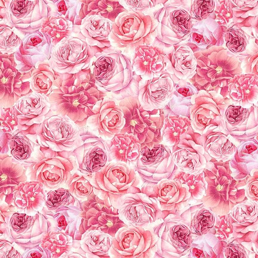 Timeless Treasures Packed Pink Roses Floral (TT Belle Fleur 6)