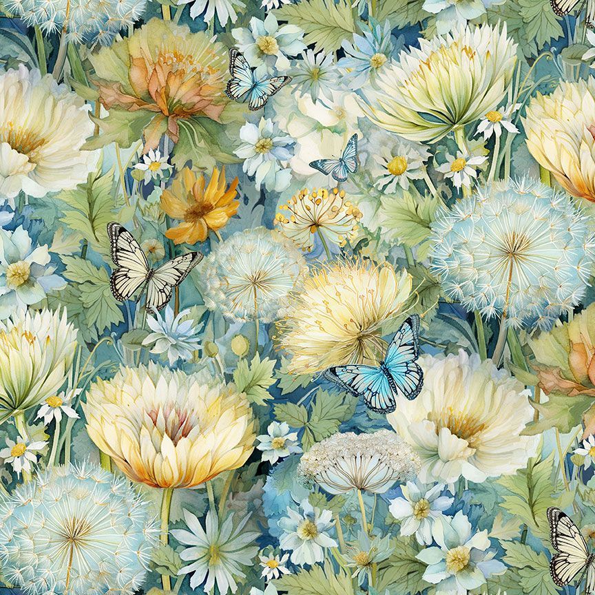 Timeless Treasures FLEUR CD3681 Bloom Floral Dandelion 100% Cotton Fabric – Elegant Botanical Quilting Cotton for Sewing & Crafts (TT Forest Whisper 5)