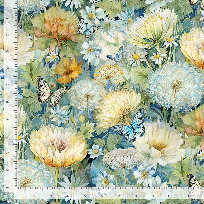 Timeless Treasures FLEUR CD3681 Bloom Floral Dandelion 100% Cotton Fabric – Elegant Botanical Quilting Cotton for Sewing & Crafts (TT Forest Whisper 5)