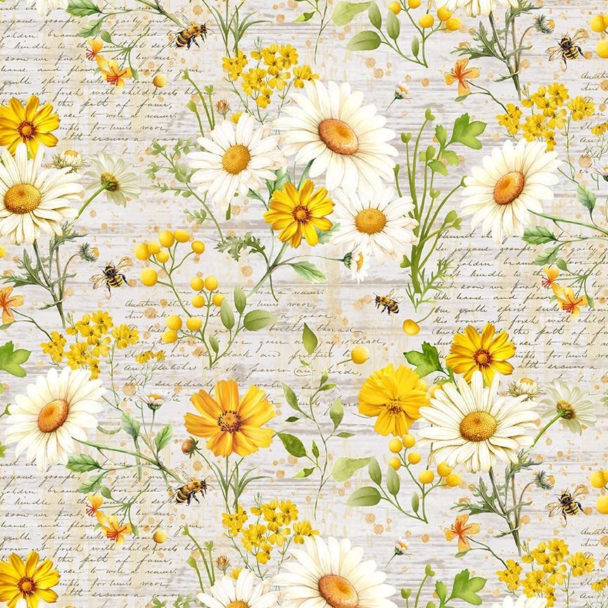 Timeless Treasures Daisies & Sunflowers With Text (TT You Are My Sunshine 2)