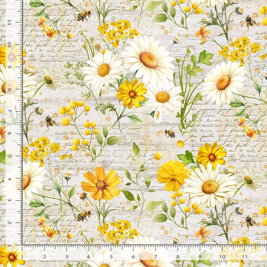 Timeless Treasures Daisies & Sunflowers With Text (TT You Are My Sunshine 2)