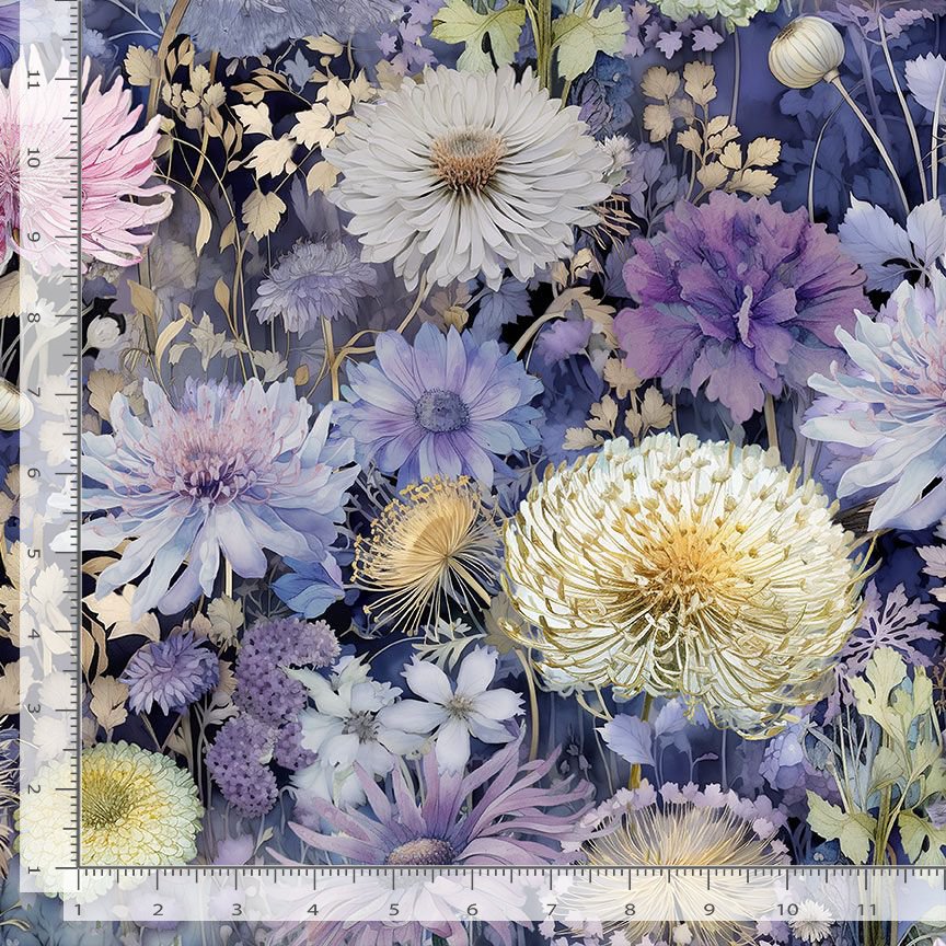 Timeless Treasures FLEUR CD4211 Meadow Bloom 100% Cotton Fabric – Floral Watercolour Print Quilting & Craft Material (TT Mystic Meadow 1)