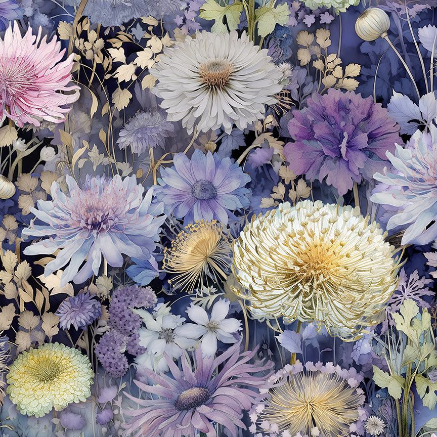 Timeless Treasures FLEUR CD4211 Meadow Bloom 100% Cotton Fabric – Floral Watercolour Print Quilting & Craft Material (TT Mystic Meadow 1)