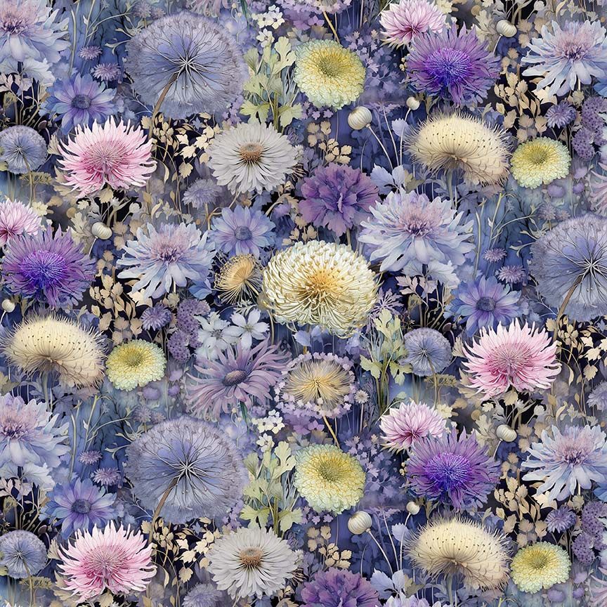 Timeless Treasures FLEUR CD4213 MULTI 100% Cotton Fabric – Vibrant Floral Print | Quilting & Dressmaking Fabric (TT Mystic Meadow 2)