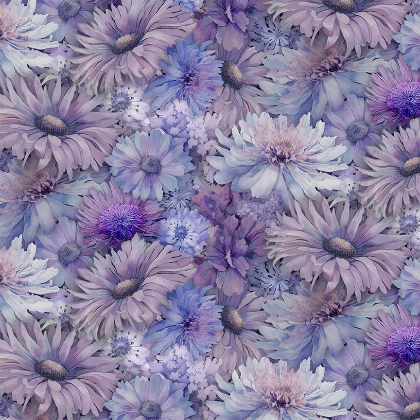 Timeless Treasures FLEUR CD4214 THISTLE 100% Cotton Fabric – Elegant Floral Print | Quilting & Dressmaking Fabric (TT Mystic Meadow 3)
